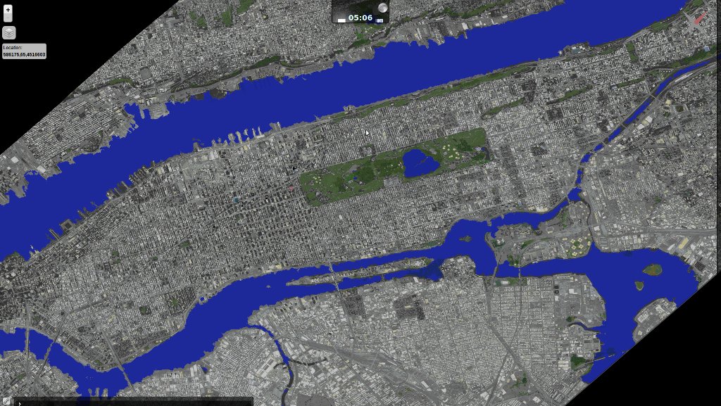 Current rendering of 1:1 terrain model of Manhattan from SparseWorld