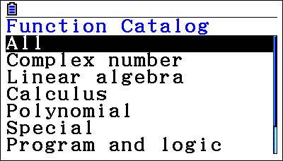 Eigenmath CAS for the Casio Prizm, function catalog